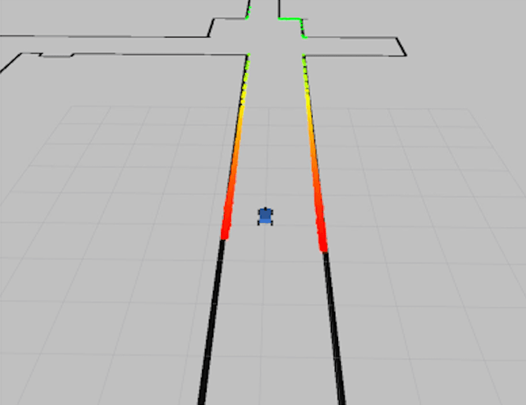 RoboRacer vehicle on the track